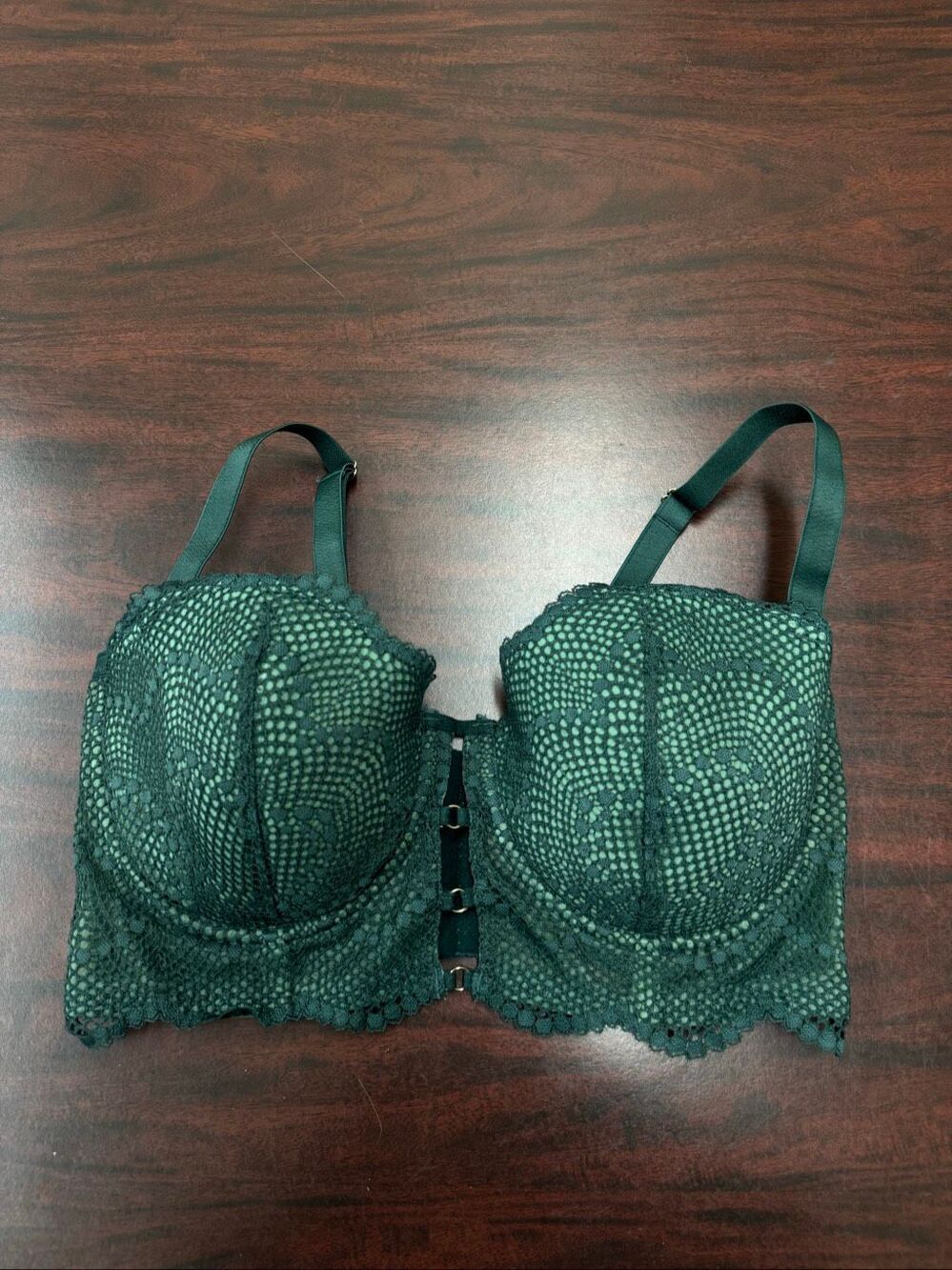 Adore Me Margaritte Push Up Balconette Bra in Green Size 36DDD